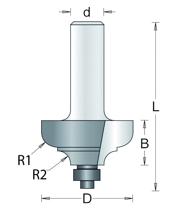 172-6 HM Profielfrees met Onderlager Klein R1=4 R2=4 d=6